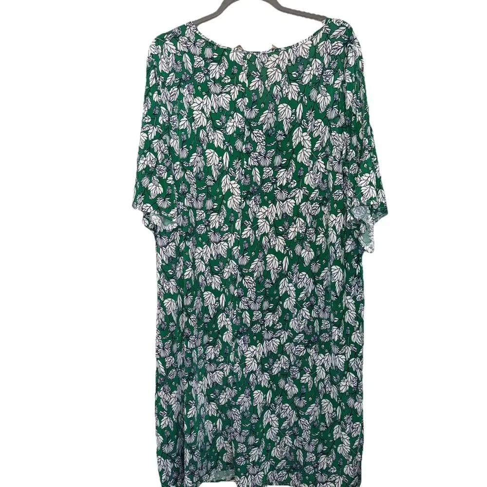 Gilli Dress Green Leaves Floral Size 3x Tied Sleeves Summer Beach Casual Dress - Picture 2 of 7